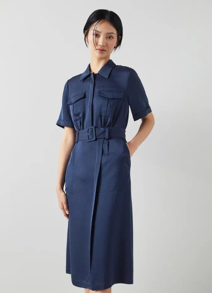 LKBennett Dresses Luna Navy Viscose UtilityStyle Shirt Dress 8211 Women