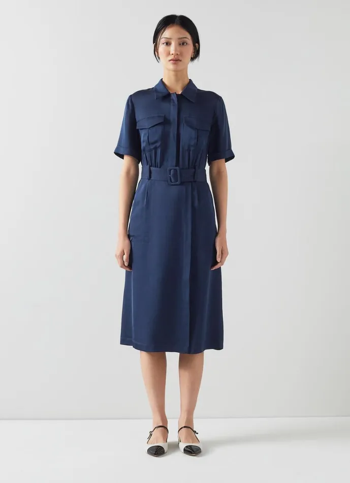LKBennett Dresses Luna Navy Viscose UtilityStyle Shirt Dress 8211 Women LKBennett Dresses Luna Navy Viscose UtilityStyle Shirt Dress 8211 Women