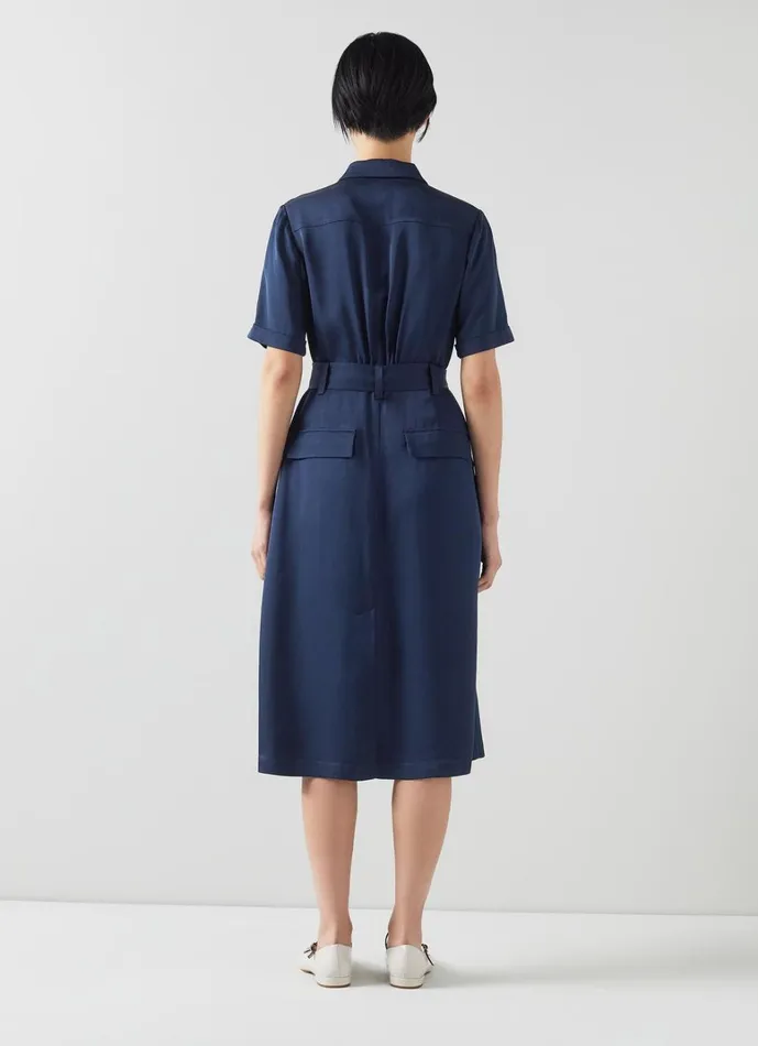 LKBennett Dresses Luna Navy Viscose UtilityStyle Shirt Dress 8211 Women LKBennett Dresses Luna Navy Viscose UtilityStyle Shirt Dress 8211 Women