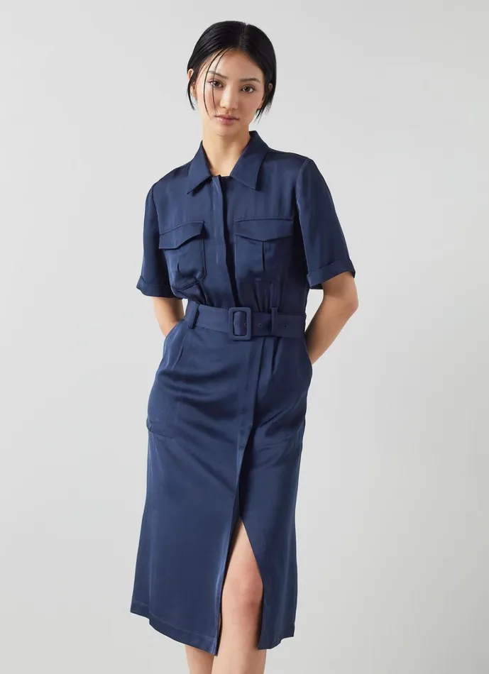 LKBennett Dresses Luna Navy Viscose UtilityStyle Shirt Dress 8211 Women LKBennett Dresses Luna Navy Viscose UtilityStyle Shirt Dress 8211 Women