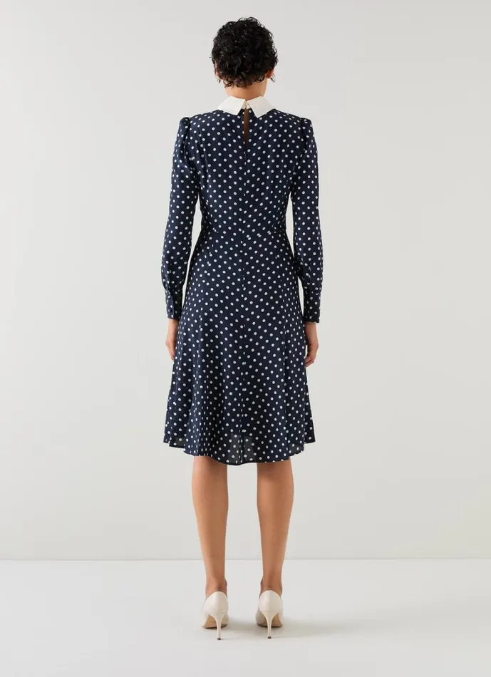 LKBennett Dresses Mathilde Navy and Cream Polka Dot Silk Tea Dress 8211 Women LKBennett Dresses Mathilde Navy and Cream Polka Dot Silk Tea Dress 8211 Women