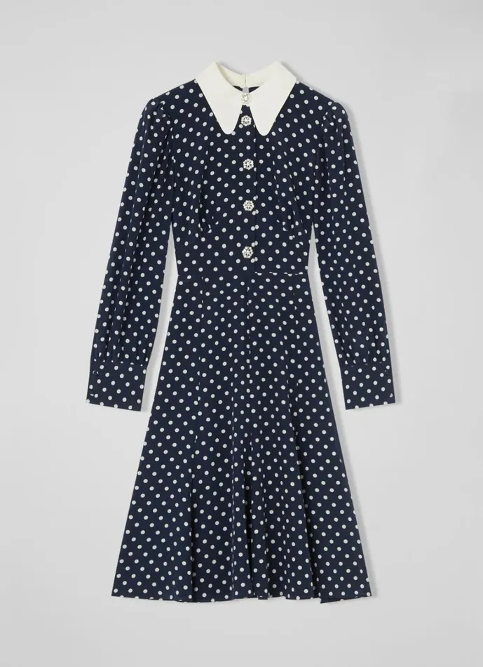 LKBennett Dresses Mathilde Navy and Cream Polka Dot Silk Tea Dress 8211 Women LKBennett Dresses Mathilde Navy and Cream Polka Dot Silk Tea Dress 8211 Women