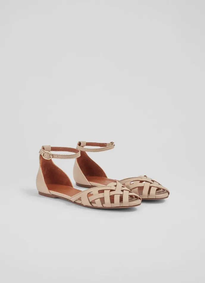 LKBennett Flats Bianca Camel Leather CageFront Flat Sandals 8211 Women LKBennett Flats Bianca Camel Leather CageFront Flat Sandals 8211 Women