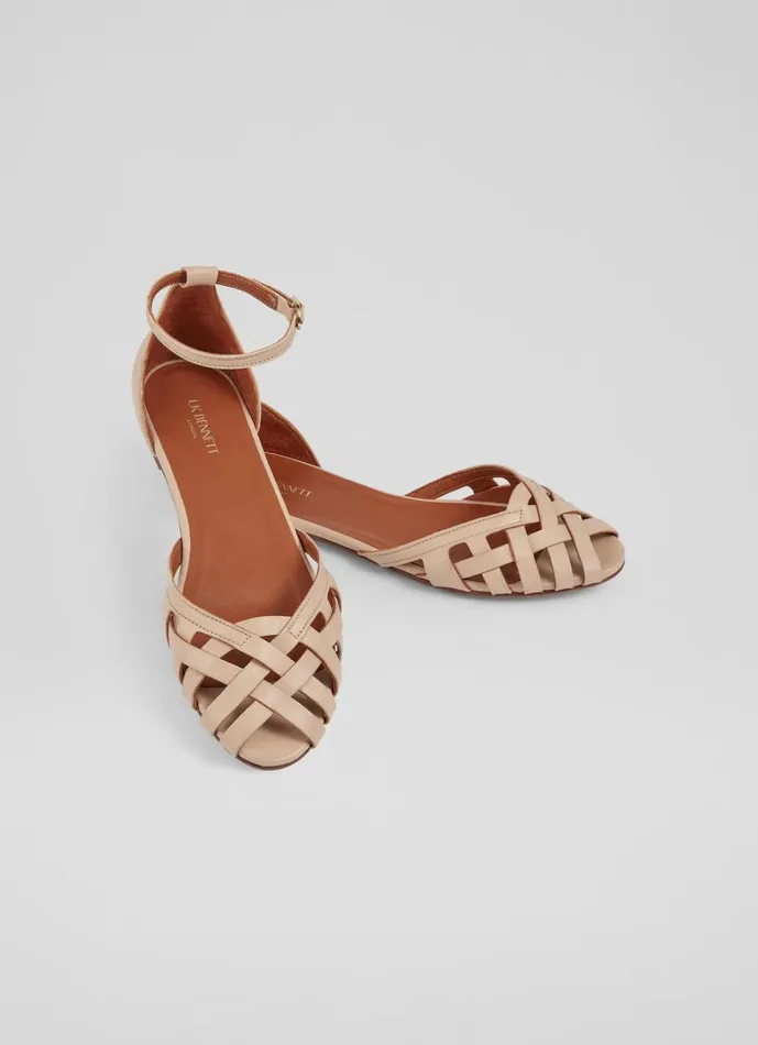 LKBennett Flats Bianca Camel Leather CageFront Flat Sandals 8211 Women LKBennett Flats Bianca Camel Leather CageFront Flat Sandals 8211 Women