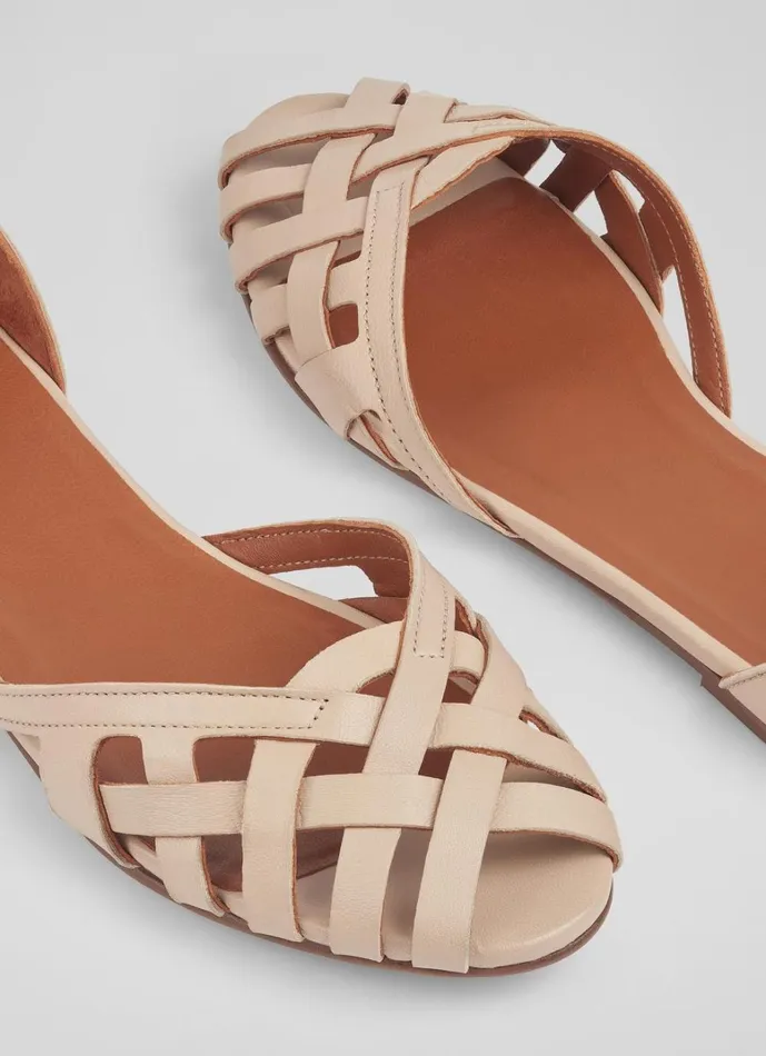 LKBennett Flats Bianca Camel Leather CageFront Flat Sandals 8211 Women LKBennett Flats Bianca Camel Leather CageFront Flat Sandals 8211 Women