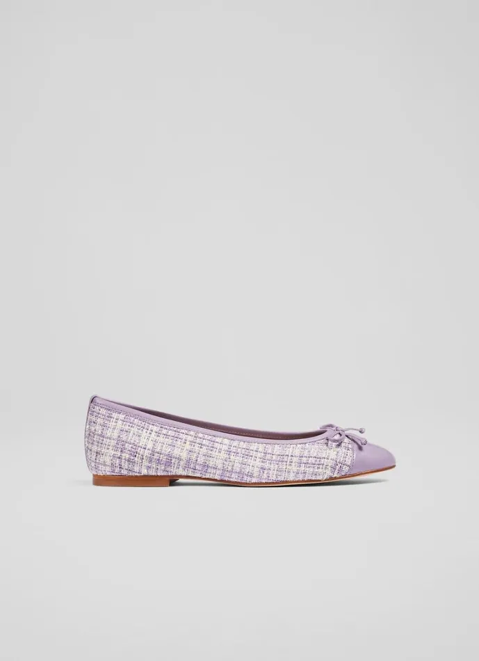 LKBennett Flats Kara Lilac Tweed And Leather Toe Cap Ballet Pumps 8211 Women
