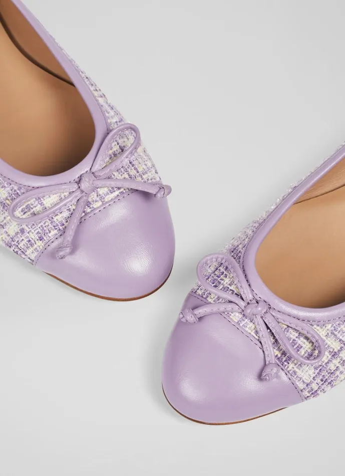 LKBennett Flats Kara Lilac Tweed And Leather Toe Cap Ballet Pumps 8211 Women LKBennett Flats Kara Lilac Tweed And Leather Toe Cap Ballet Pumps 8211 Women