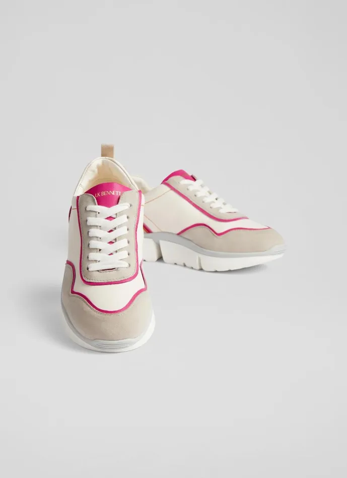 LKBennett Flats LKB Step Cream Leather And Grey Suede Trainers 8211 Women LKBennett Flats LKB Step Cream Leather And Grey Suede Trainers 8211 Women
