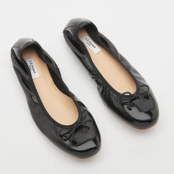 LKBennett Flats Trilly Black Crinkled Patent Ballet Pumps 8211 Women LKBennett Flats Trilly Black Crinkled Patent Ballet Pumps 8211 Women