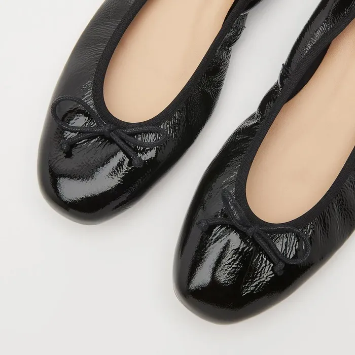 LKBennett Flats Trilly Black Crinkled Patent Ballet Pumps 8211 Women LKBennett Flats Trilly Black Crinkled Patent Ballet Pumps 8211 Women