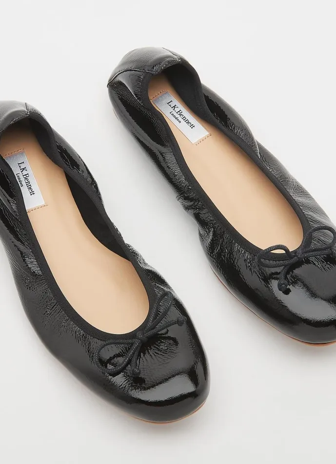LKBennett Flats Trilly Black Crinkled Patent Ballet Pumps 8211 Women LKBennett Flats Trilly Black Crinkled Patent Ballet Pumps 8211 Women