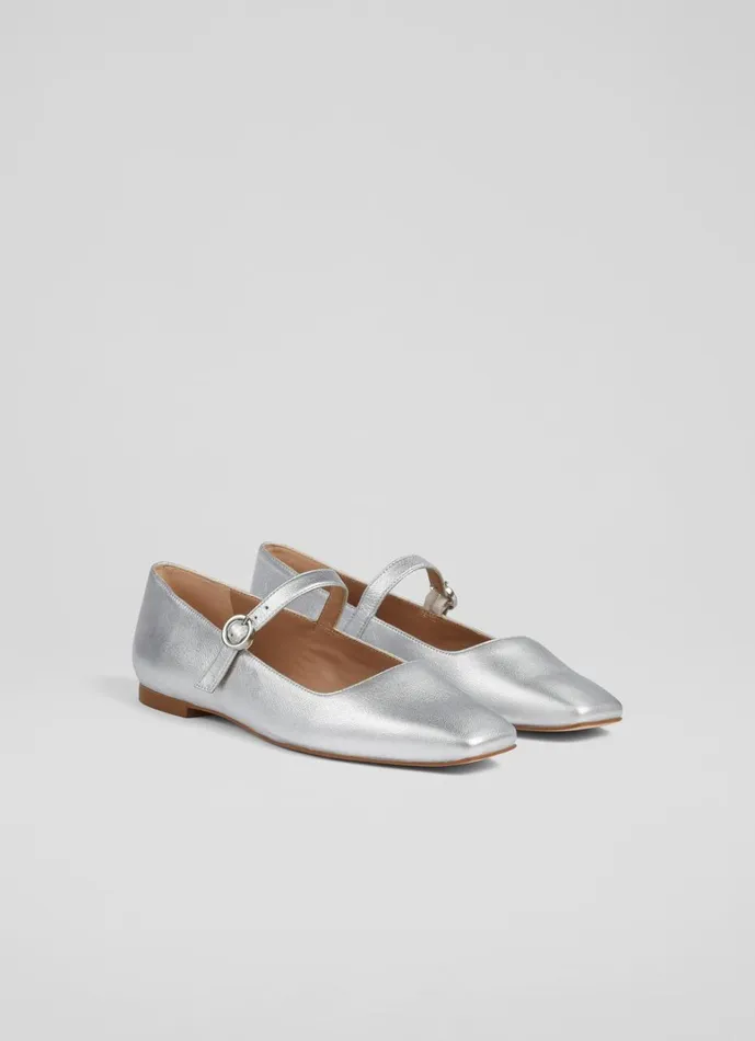 LKBennett Flats Willow Silver Leather Mary Jane Flats 8211 Women LKBennett Flats Willow Silver Leather Mary Jane Flats 8211 Women