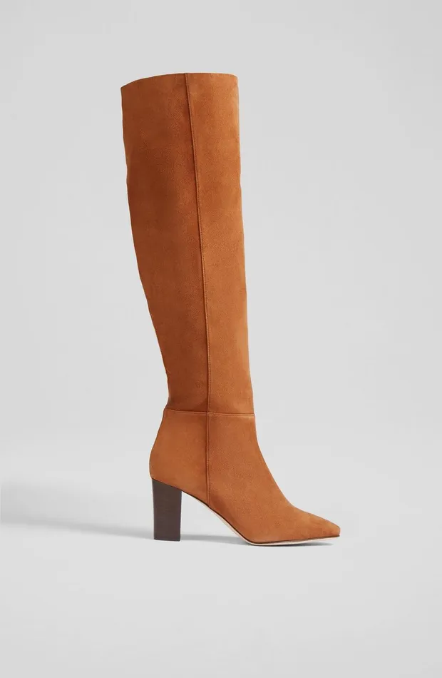 LKBennett Knee Boots Courtney Tan Suede OverTheKneeBoots 8211 Women