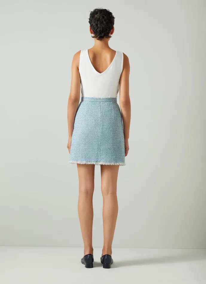 LKBennett Skirts Karis Blue Italian Recycled Cotton Blend Tweed Skirt 8211 Women LKBennett Skirts Karis Blue Italian Recycled Cotton Blend Tweed Skirt 8211 Women