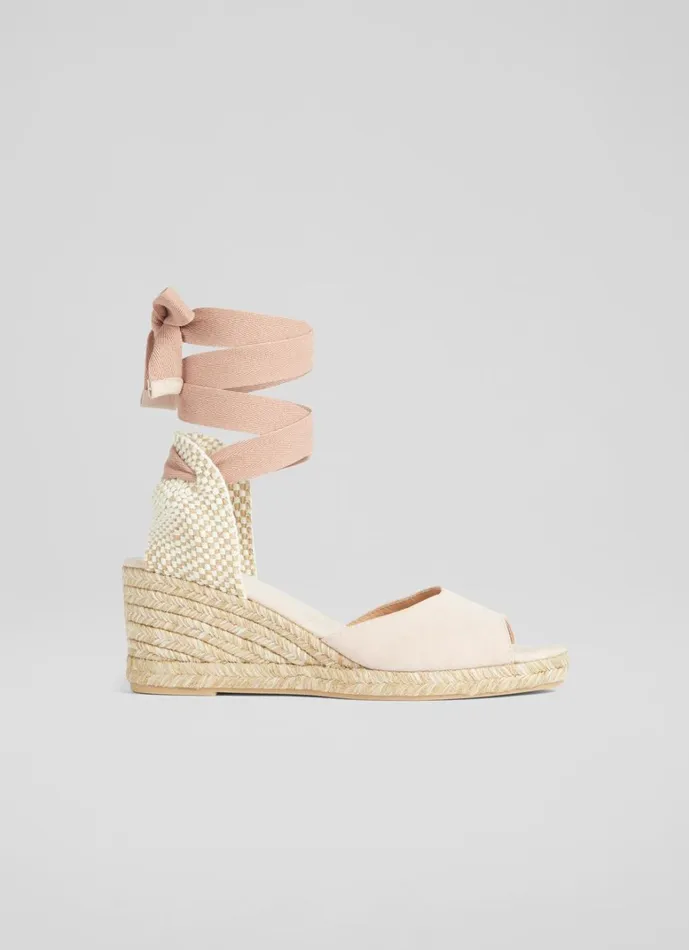 LKBennett Wedges Marianne Pink Suede Open Toe Espadrille Wedges 8211 Women