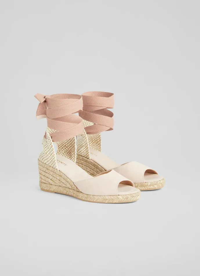 LKBennett Wedges Marianne Pink Suede Open Toe Espadrille Wedges 8211 Women LKBennett Wedges Marianne Pink Suede Open Toe Espadrille Wedges 8211 Women