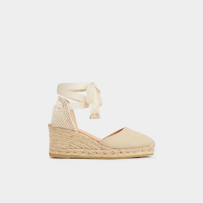 LKBennett Wedges Maureene Sand Canvas Espadrille Wedges 8211 Women
