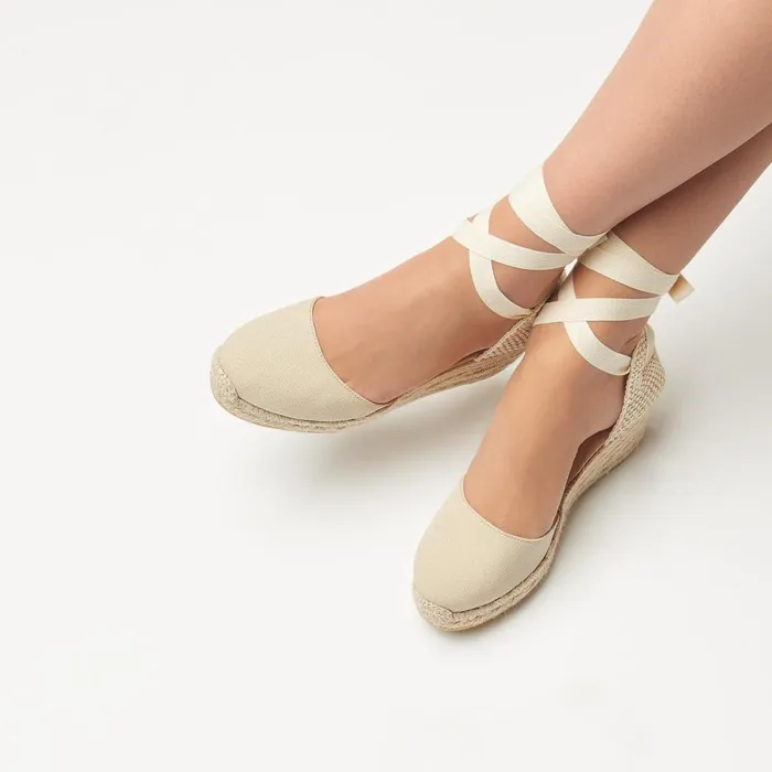 LKBennett Wedges Maureene Sand Canvas Espadrille Wedges 8211 Women