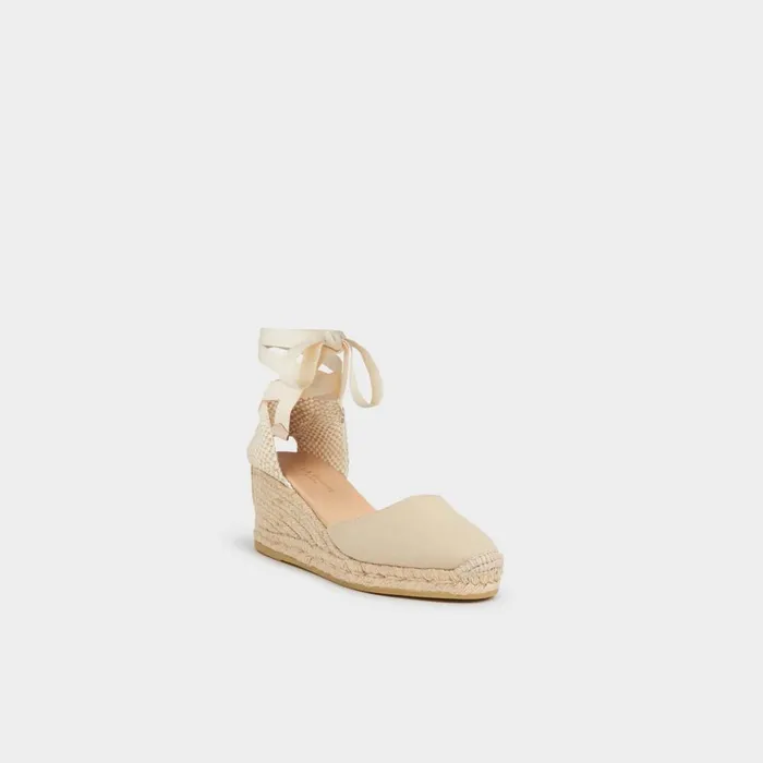 LKBennett Wedges Maureene Sand Canvas Espadrille Wedges 8211 Women