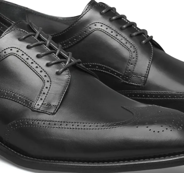 LaceUps Men Johnston and Murphy Ellsworth Wingtip Black Italian Calfskin LaceUps Men Johnston and Murphy Ellsworth Wingtip Black Italian Calfskin