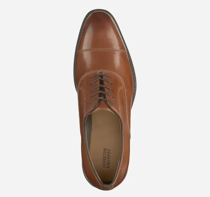 LaceUps Men Johnston and Murphy Meade Cap Toe Tan Italian Calfskin LaceUps Men Johnston and Murphy Meade Cap Toe Tan Italian Calfskin