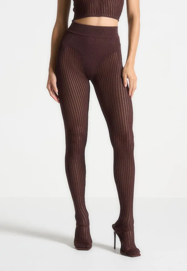 Leggings Women Manire De Voir Knitted Contour Footsie Leggings Brown