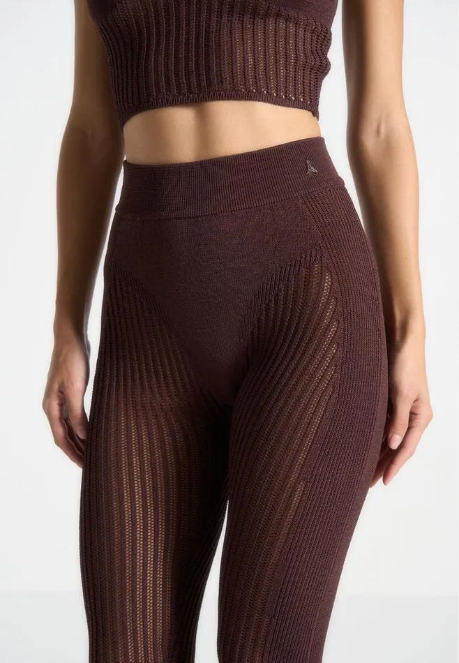 Leggings Women Manire De Voir Knitted Contour Footsie Leggings Brown