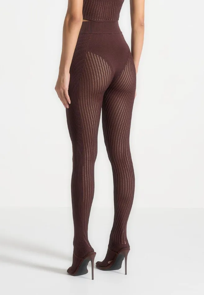 Leggings Women Manire De Voir Knitted Contour Footsie Leggings Brown