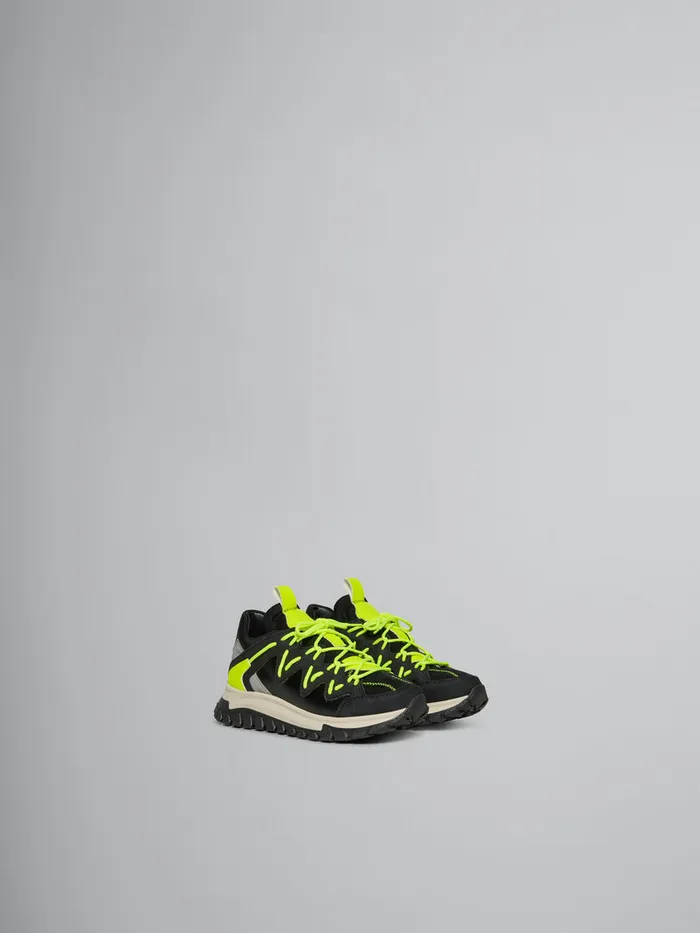 Marni Black And Fluorescent Yellow Running Sneaker Kids