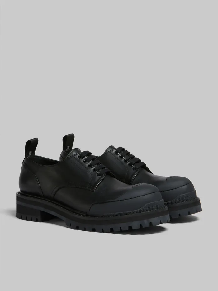 Marni Black Leather Dada Army Derby Shoe Men Lace Up and Loafers