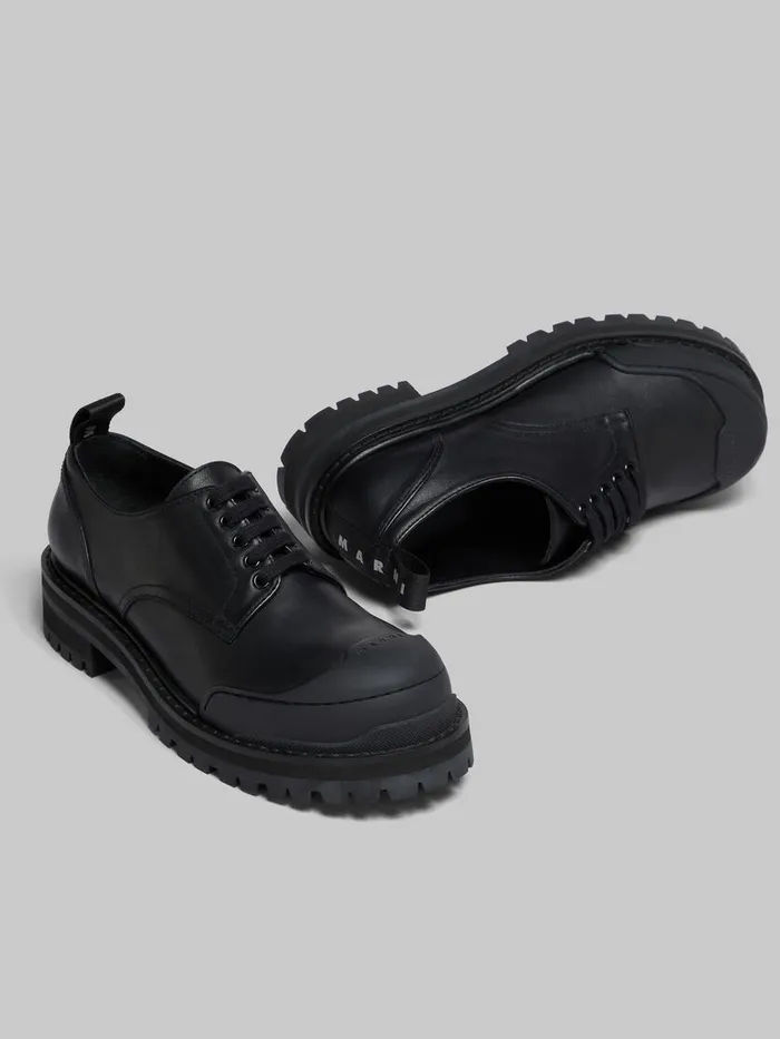 Marni Black Leather Dada Army Derby Shoe Men Lace Up and Loafers