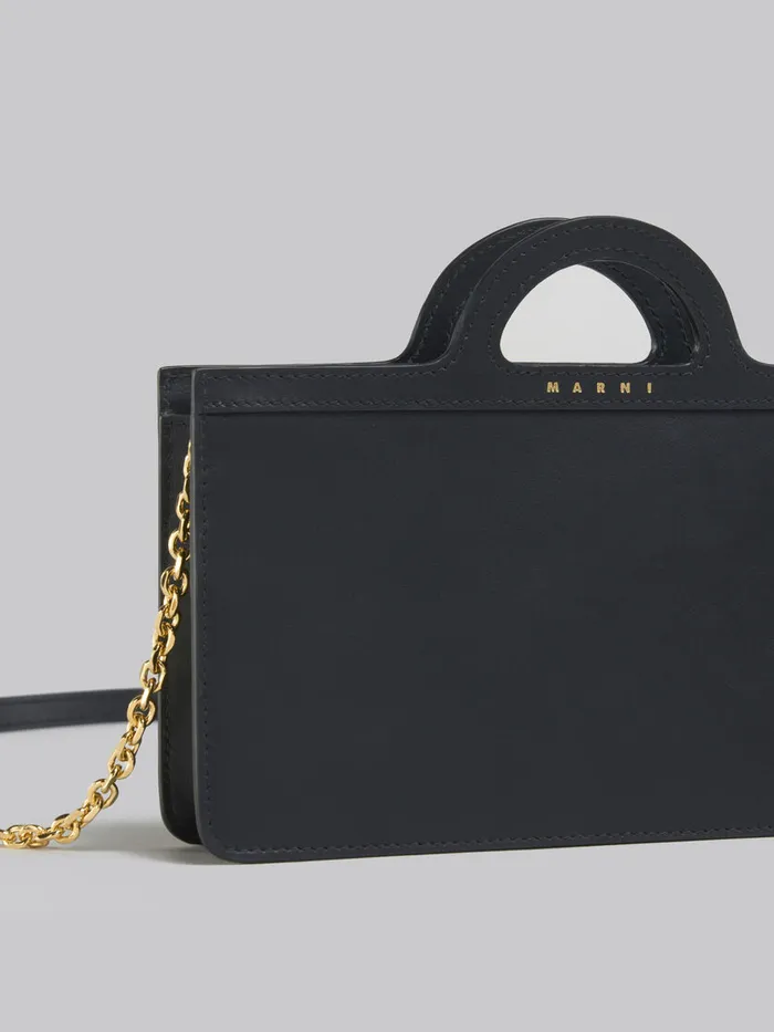 Marni Black Leather Tropicalia Long Wallet With Chain Strap Women Wallets and Small Leather Goods