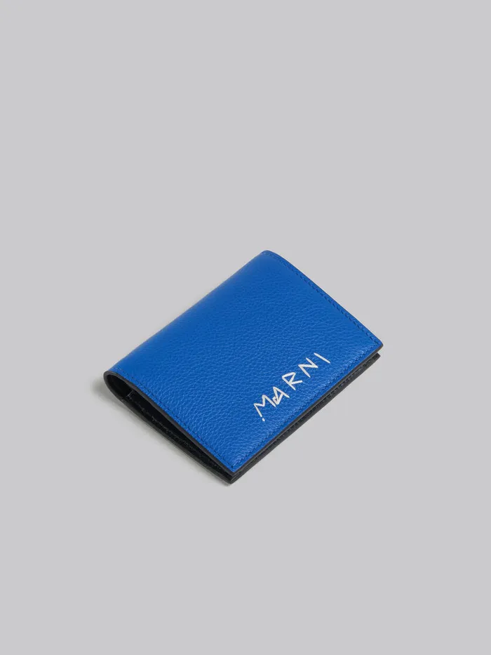 Marni Blue Leather Bifold Wallet With Marni Mending Men Wallets and Small Leather Goods
