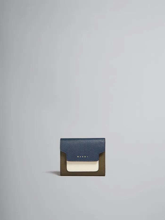 Marni Blue White And Green Saffiano Leather Wallet Women Wallets and Small Leather Goods Marni Blue White And Green Saffiano Leather Wallet Women Wallets and Small Leather Goods