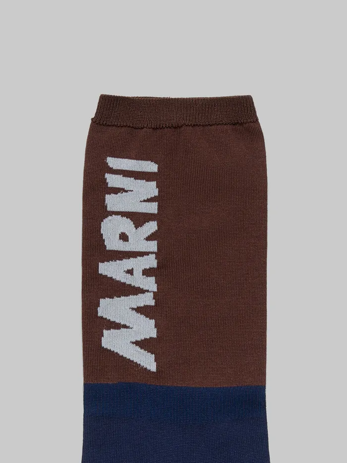 Marni Brown And Blue Socks With Marni Logo Men Socks