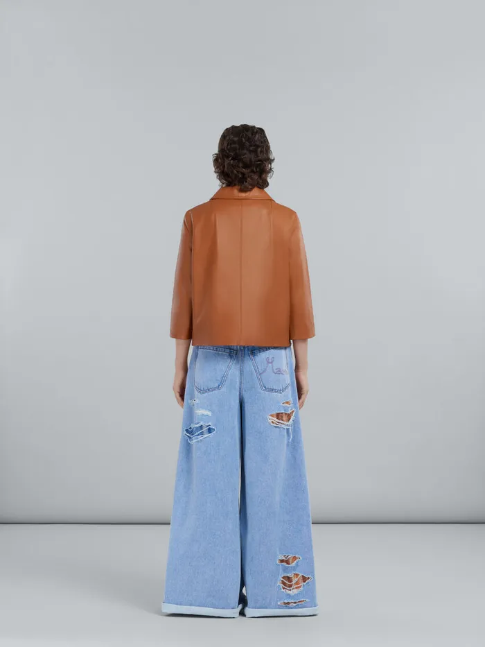 Marni Brown Nappa Leather Jacket Women Coats and Jackets