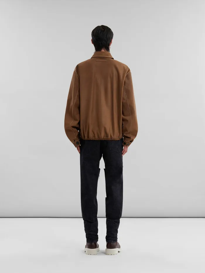 Marni Brown Suede And Leather Patchwork Jacket Men Coats and Jackets