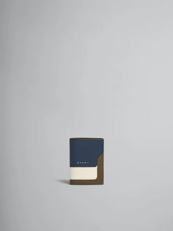 Marni Deep Blue Cream And Green Saffiano Leather Bifold Wallet Women Wallets and Small Leather Goods Marni Deep Blue Cream And Green Saffiano Leather Bifold Wallet Women Wallets and Small Leather Goods
