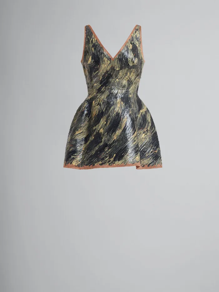 Marni Grey Handpainted Duchesse Corset Dress Women Dresses