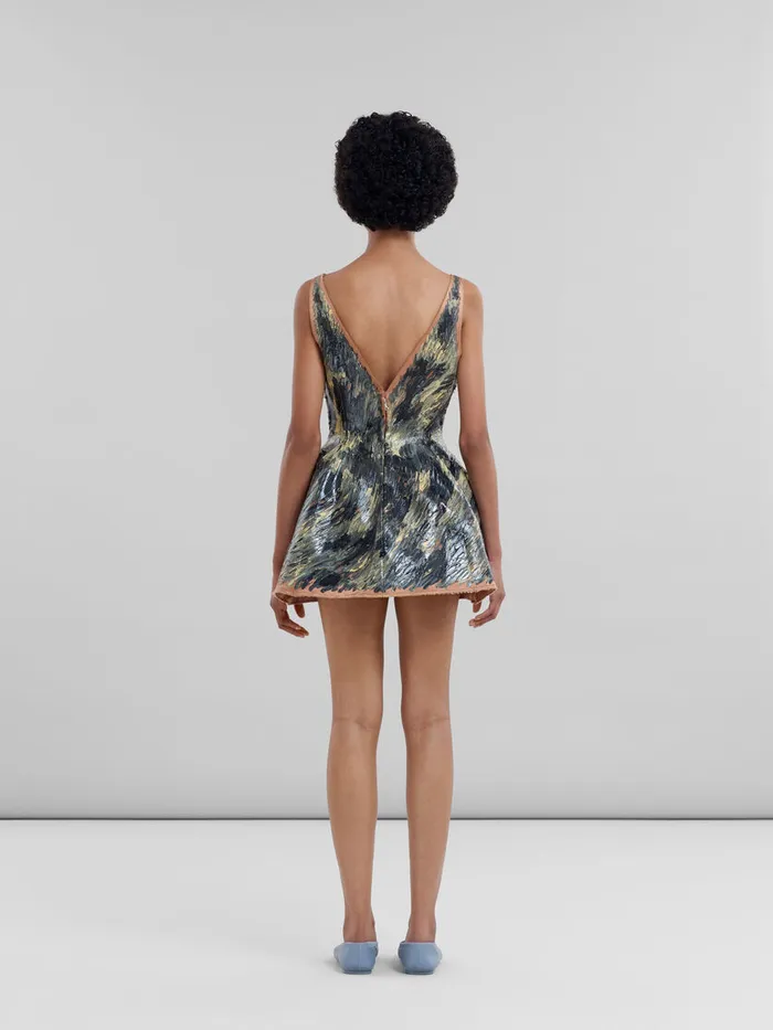 Marni Grey Handpainted Duchesse Corset Dress Women Dresses