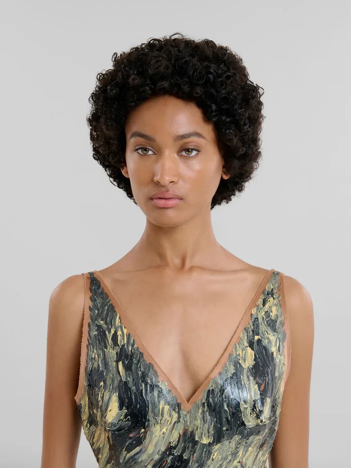 Marni Grey Handpainted Duchesse Corset Dress Women Dresses