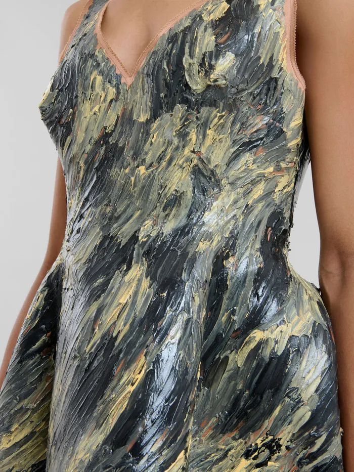 Marni Grey Handpainted Duchesse Corset Dress Women Dresses