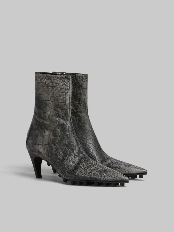 Marni Spike Ankle Boot In Crocodile Print Leather Women Boots