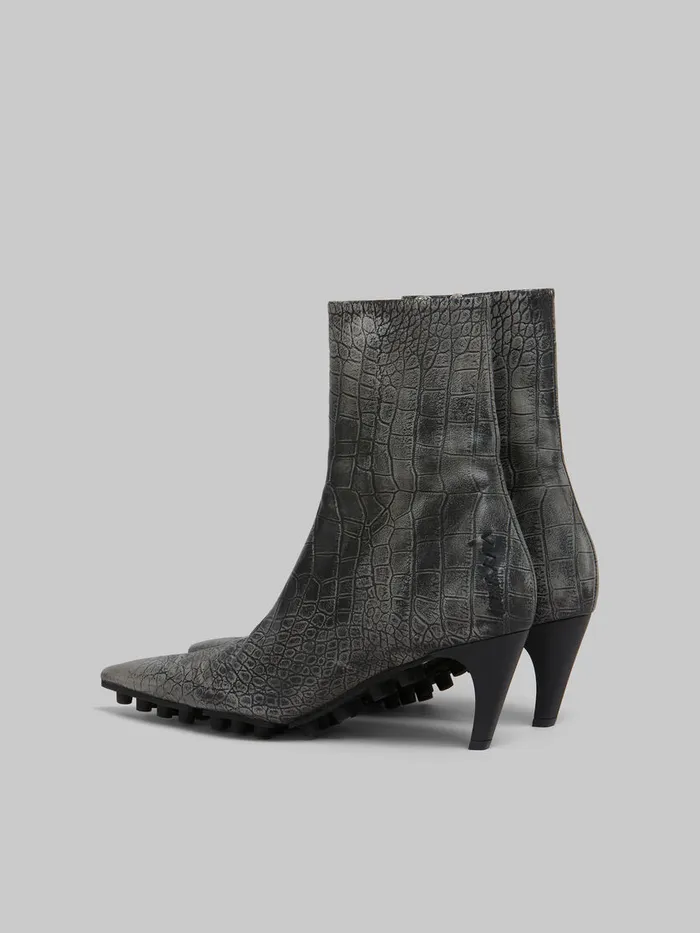 Marni Spike Ankle Boot In Crocodile Print Leather Women Boots
