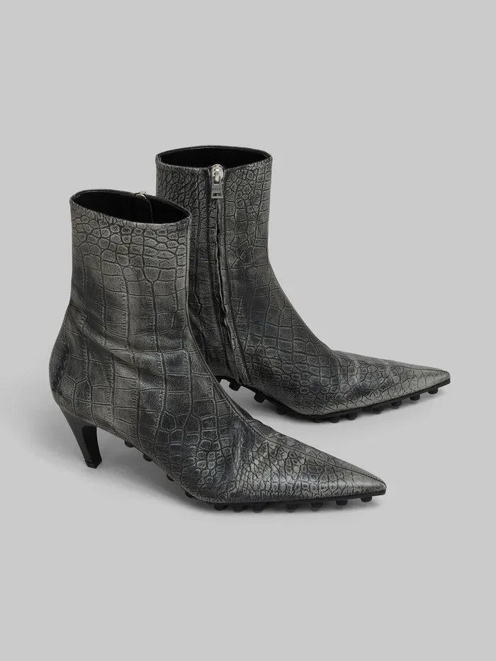 Marni Spike Ankle Boot In Crocodile Print Leather Women Boots