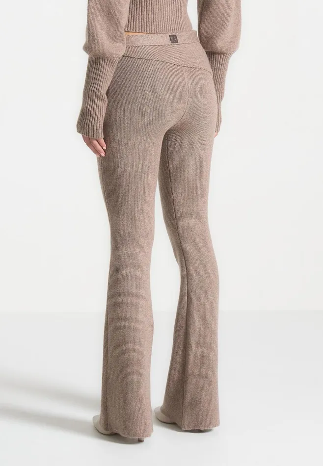 Matching Sets Women Manire De Voir Knitted Fit and Flare Leggings With Belt Taupe