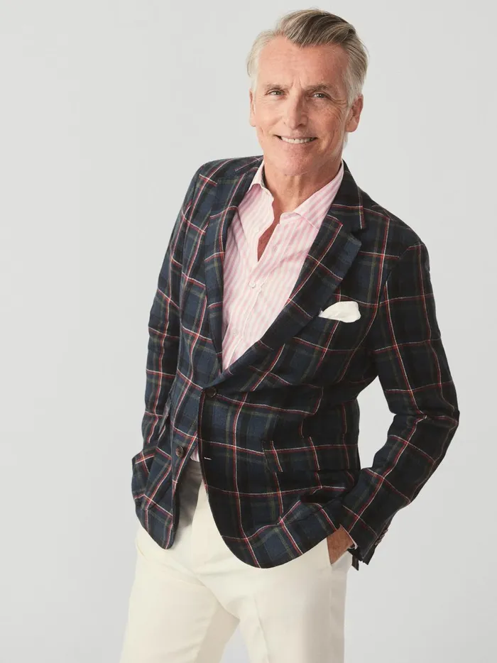 McCown Linen Sport Coat In Plaid Greennavyred Men JMcLaughlin Jackets and Outerwear McCown Linen Sport Coat In Plaid Greennavyred Men JMcLaughlin Jackets and Outerwear