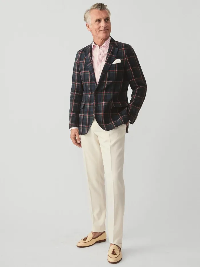 McCown Linen Sport Coat In Plaid Greennavyred Men JMcLaughlin Jackets and Outerwear McCown Linen Sport Coat In Plaid Greennavyred Men JMcLaughlin Jackets and Outerwear