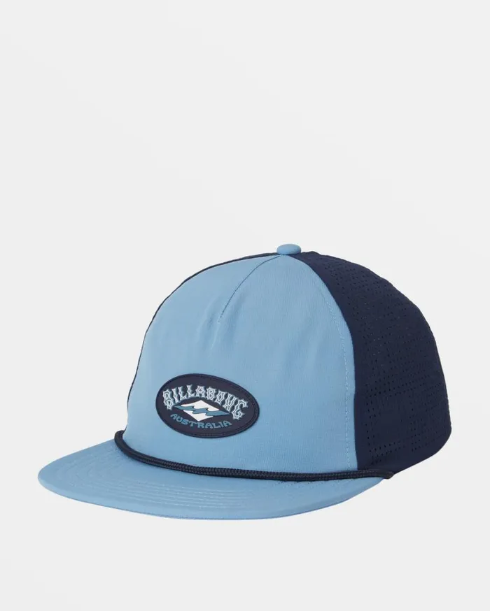 Men Billabong Beanies and Hats Crest Trucker Hat Washed Blue