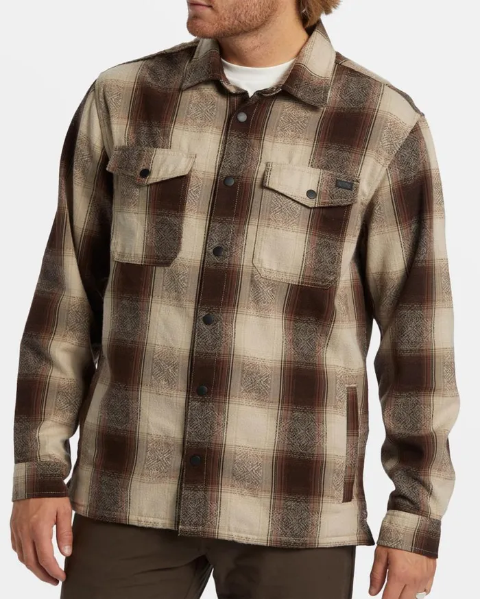 Men Billabong Jackets Lodge Long Sleeve Flannel Shirt Java Men Billabong Jackets Lodge Long Sleeve Flannel Shirt Java